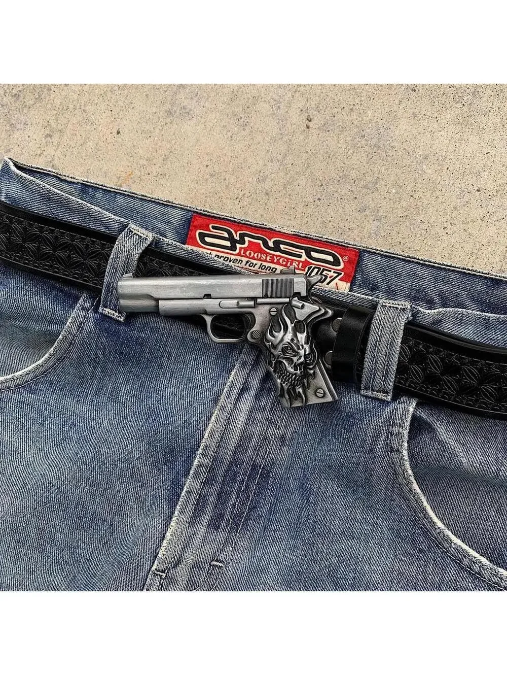 Grunge Punk Gun Skeleton Y2K 2000s style belt. 47 inches length